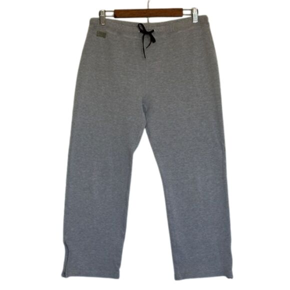 Ralph Lauren Cropped Sweat Pants Lounge Drawcord Petite Large Pullon Zip Hem - Picture 1 of 10